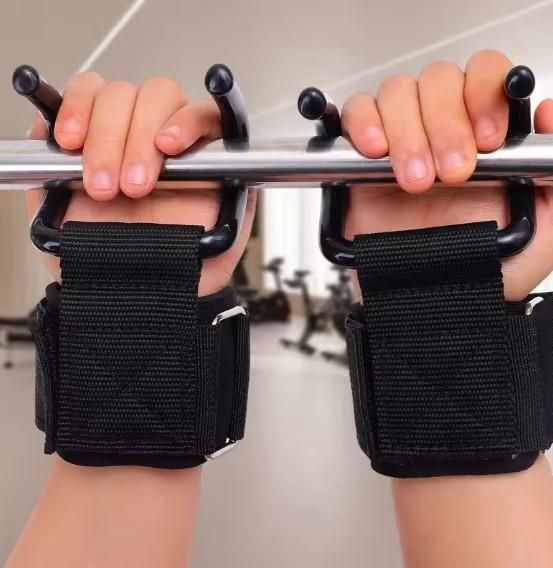 Weight Lifting Rod Hooks Wrist Support (Pair of 1)
